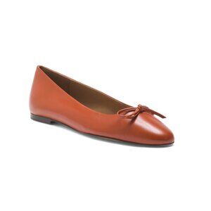 FLATTERED Red Made In Spain Leather Bodil Bow Ballet Flats